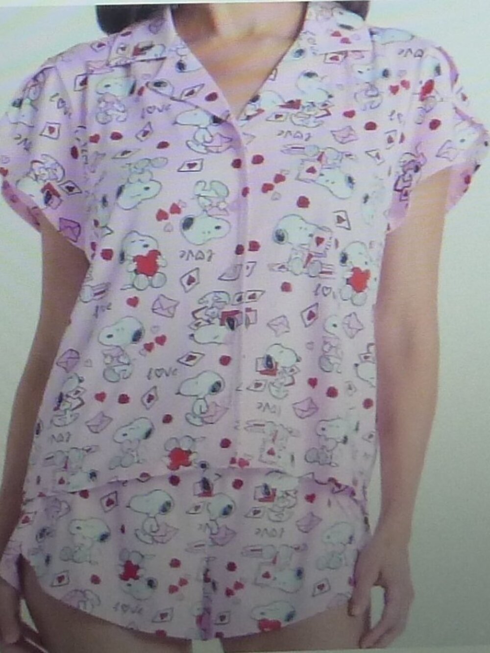 Peanuts Snoopy Super Soft Pajama Set Pink Heart Print Size S 4-6
